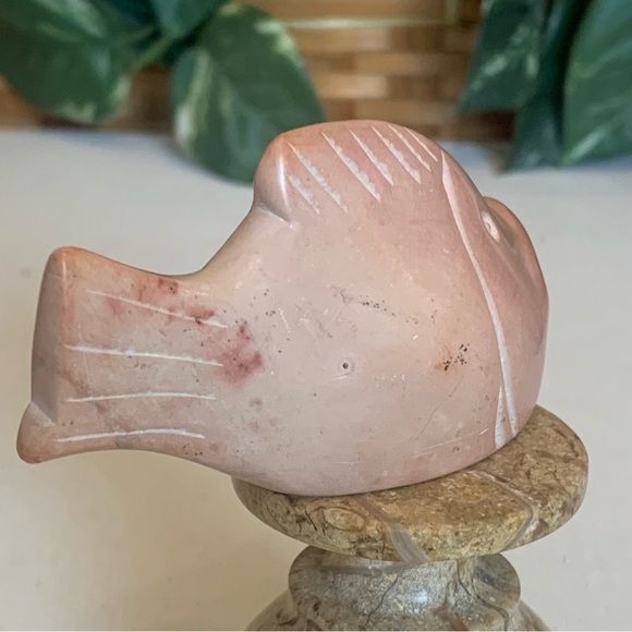 Kisii Soapstone Carved FISH Figurine Stone Big Mouth Bass Carving Animal Figure - Picture 10 of 16